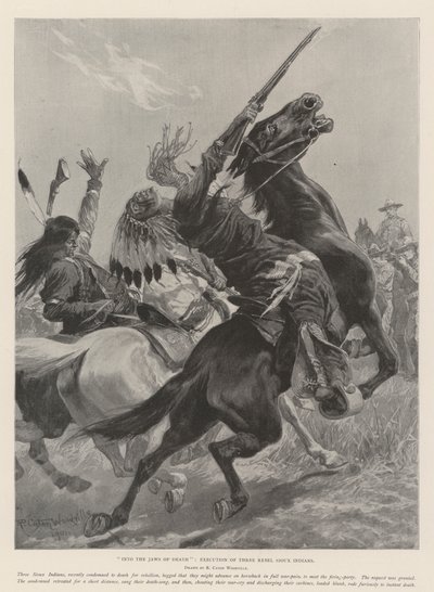 Into the Jaws of Death, henrettelse av tre opprørske sioux-indianere av Richard Caton Woodville junior