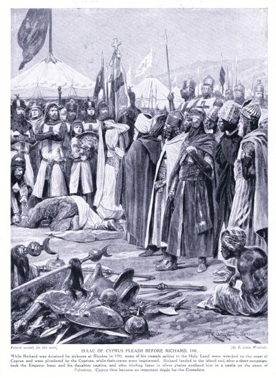 Isaac av Kypros ber for Richard I AD1191, 1920-tallet av Richard Caton Woodville junior
