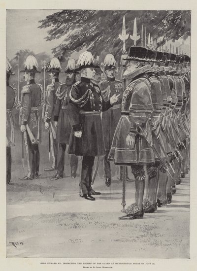 Kong Edward VII inspiserer Yeomen of the Guard i Marlborough House 25. juni av Richard Caton Woodville junior