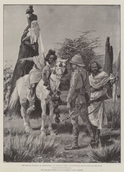 The British Reverse i Somaliland, et Advance Party som intervjuer Native Spies in the Bush av Richard Caton Woodville junior