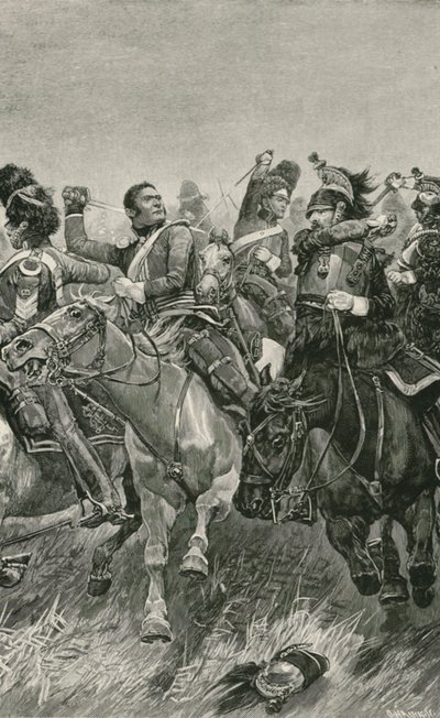 The Gallant Charge of the Scots Greys i slaget ved Waterloo av Richard Caton Woodville junior