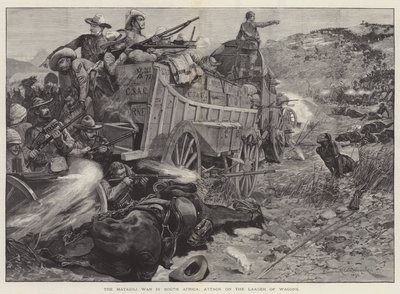 Matabili-krigen i Sør-Afrika, angrep på vognene av Richard Caton Woodville junior