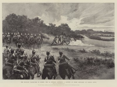 De militære manøvrene i Sussex, de tredje husarene som fanger et batteri med hesteartilleri på Burton Down av Richard Caton Woodville junior