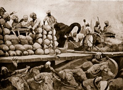 Nawabs artilleri ved Plassey, illustrasjon fra 