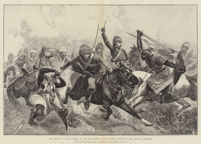 The Relief of Suakin, anklagen for de 20. husarene på fiendens kavaleri i aksjonen ved Gemeizeh av Richard Caton Woodville junior