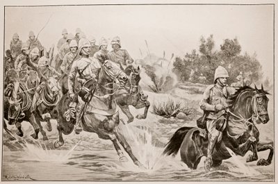 Det store fremskrittet: Royal Horse Artillery (Cavalry Division) Crossing the Vaal av Richard Caton Woodville junior