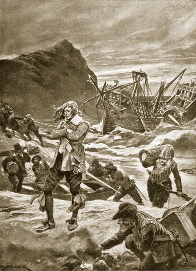 Wrecked upon the Bermudas, 1609, illustrasjon fra 