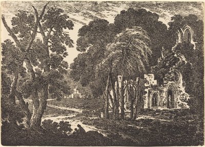 Ødelagt Abbey blant trær av Richard Cooper II