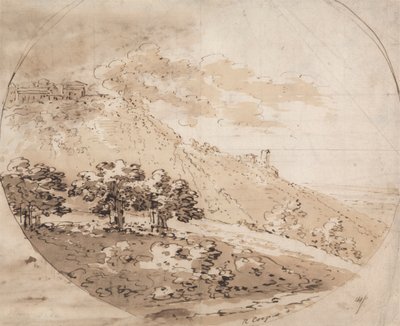 Ovalt kupert landskap av Richard Cooper the Elder