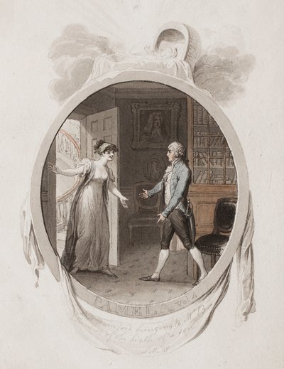 Frøken Darnford bringer til Mr B nyheten om fødselen av en sønn, Lett. 18, illustrasjon for en 1802-utgave av 
