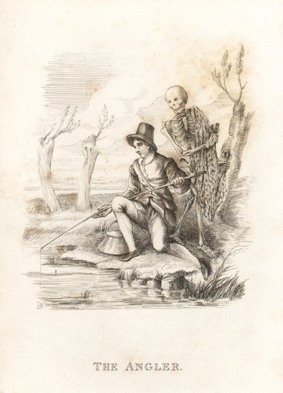 Skjelettet til Døden og fiskeren. ,1827 (gravering) av Richard Dagley