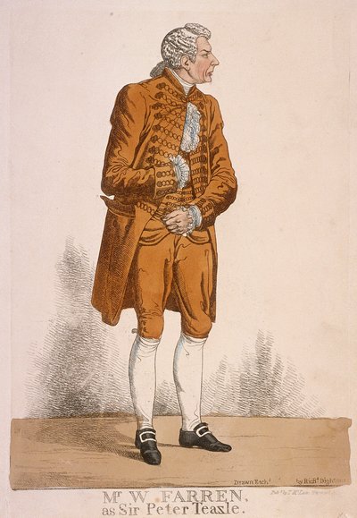 Skuespilleren William Farren som Sir Peter Teazle, 1824 av Richard Dighton