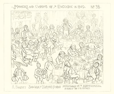 1849, en bankett som viser bondens venn som imponerer på landbruksinteressen at den er ødelagt av Richard Doyle