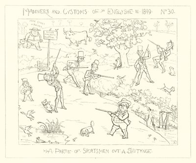 1849, En gruppe idrettsutøvere ute og skyter av Richard Doyle