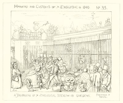 1849, et prospekt av Zoological Societys Gardens av Richard Doyle