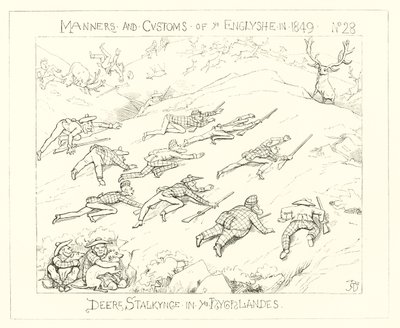 1849, hjortforfølgelse i høylandet av Richard Doyle