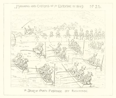 1849, sporten med puntfiske utenfor Richmond av Richard Doyle