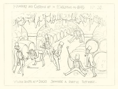 1849, Vinhvelvene ved Docks, viser en festsmaking av Richard Doyle