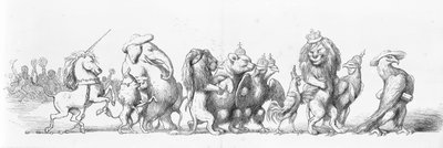 Dyresymboler fra land som besøker den store utstillingen, 1851 av Richard Doyle
