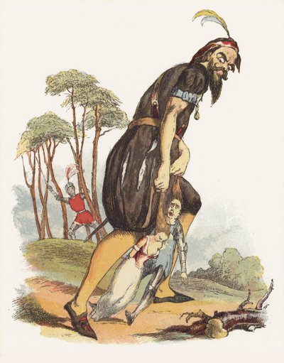 Illustrasjon for Jack The Giant Killer (farge litho) av Richard Doyle