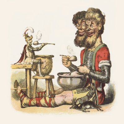 Illustrasjon for Jack The Giant Killer (farge litho) av Richard Doyle