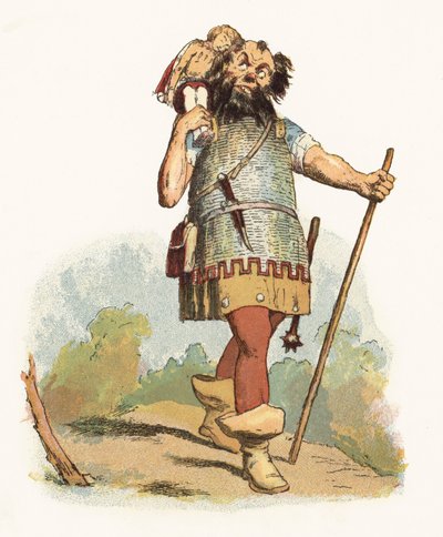 Illustrasjon for Jack The Giant Killer (farge litho) av Richard Doyle