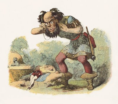 Illustrasjon for Jack The Giant Killer (litho-farge) av Richard Doyle