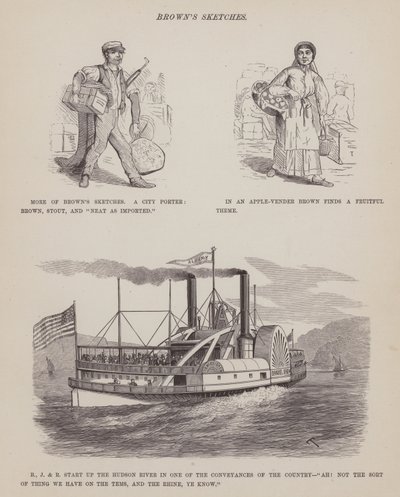 Side fra The American Tour of Mrs Brown, Jones and Robinson (gravering) av Richard Doyle