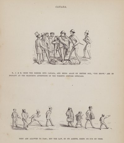 Side fra The American Tour of Mrs Brown, Jones and Robinson (gravering) av Richard Doyle