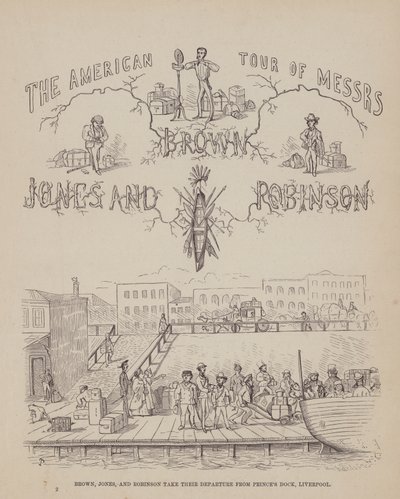 Side fra The American Tour of Mrs Brown, Jones and Robinson (gravering) av Richard Doyle