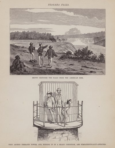 Side fra The American Tour of Mrs Brown, Jones and Robinson (gravering) av Richard Doyle