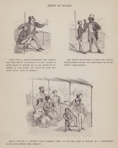 Side fra The American Tour of Mrs Brown, Jones and Robinson (gravering) av Richard Doyle