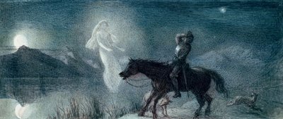 The Knight and the Spectre, upublisert (akvarell på papir) av Richard Doyle
