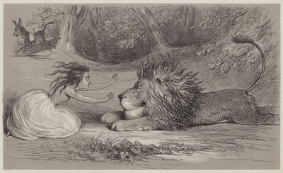Una og løven (akvatint) av Richard Doyle