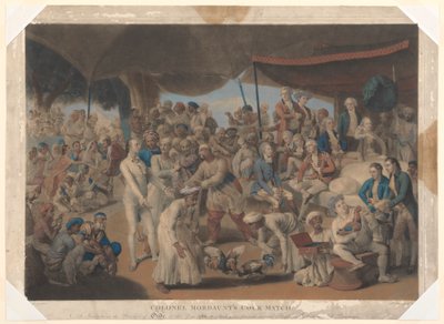 Oberst Mordaunts Cock Match på Lucknow av Richard Earlom