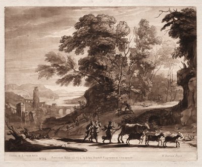 Liber Veritatis: nr. 34, Bønder med storfe angrepet av banditter, 1774. av Richard Earlom