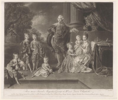 Portrett av George III, konge av Storbritannia, og hans familie Deres helligste majesteter George den IIId og dronning Charlotte (tittel på objekt) av Richard Earlom