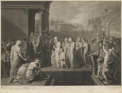 Agrippina lander i Brindisi med asken til Germanicus av Richard Earlom after Benjamin West