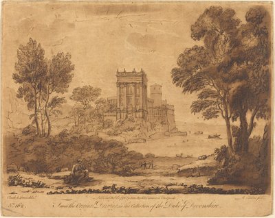 Landskapsnr. 162 fra "Sannhetens bok" av Richard Earlom after Claude Lorrain