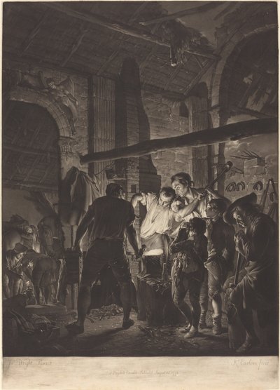 Smedbutikken av Richard Earlom after Joseph Wright
