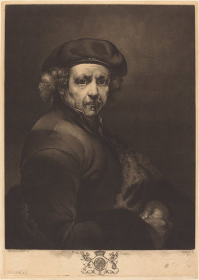 Rembrandt, selvportrett av Richard Earlom after Rembrandt van Rijn