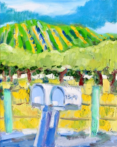 Postbokser og vingård, Napa, 2019 av Richard Fox