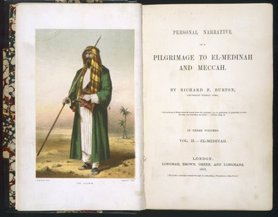 Frontispice til Richard F. Burton, "Account of My Pilgrimage to Medina and Mecca," Vol. II, 1855 av Richard Francis Burton