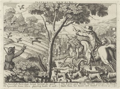 Jacht op patrijsvogels Partridge Hawking (tittel på objekt) Jachtpartijen (serietittel) Flere måter å jakte, hauking og fiske på, ifølge den engelske måten (serietittel) av Richard Gaywood (possibly)