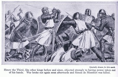 Henry III motsatte seg sterkt å få makten hans tatt ut av hendene hans. Krig brøt ut og Simon de Monford ble drept, ca. 1950 av Richard Henry Brock