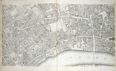 Plate fra "Plan of the Cities of London and Westminster the Borough of Southwark, and Parts Adjoining", ca. 1792-1799 av Richard Horwood