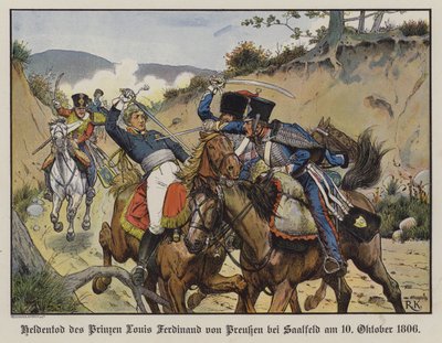 Heroisk død av prins Louis Ferdinand av Preussen i slaget ved Saalfeld av Richard Knotel