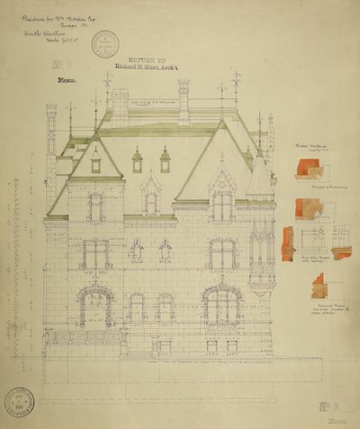 William Borden Residence, Chicago, Illinois, South Elevation av Richard Morris Hunt