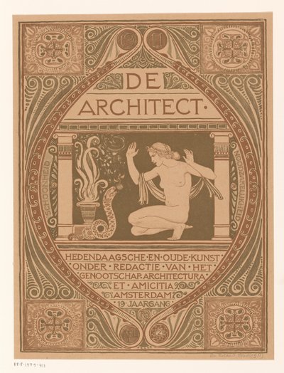 Omslagsdesign for: De Architect, 1911 av Richard Nicolaüs Roland Holst (signed by artist)