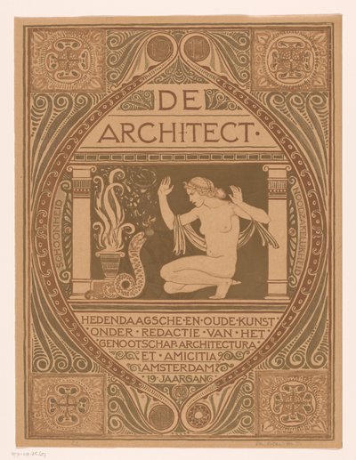 Omslagsdesign for: De Architect, 1911 av Richard Nicolaüs Roland Holst (signed by artist)